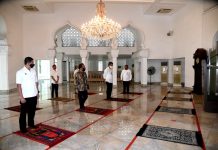 Presiden Jokowi Tinjau Kesiapan Prosedur Kenormalan Baru di Masjid Baiturrahim