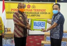 Gugus Tugas Penanganan Covid-19 Provinsi Lampung Terima Bantuan Dari Kementerian Sosial Dan Disnaker