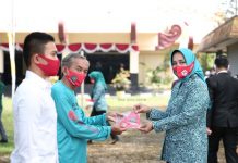 Pelepasan Tim “Gebrak Masker PKK”, Ibu Riana Arinal Lakukan Virtual Meeting Bersama Ketua Umum TP PKK Tri Tito Karnavian