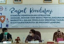 Rapat Koordinasi(Rakor)IDI,BNN,HIMPSI,RSAM dan KPU kabupaten/kota di Kantor KPU Provinsi Lampung
