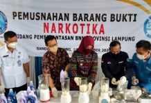 BNN,Lampung Melakukan Pemusnahan Barang BuktiNarkotika Jenis Sabu, Ekstasi dan Ganja