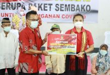 Penasihat Dharma Wanita Persatuan Kementerian Sosial, Grace Batubara Berikan Bantuan Sembako Untuk Masyarakat Lampung Selatan