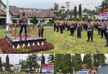 Sebagai Tracer dan Vaksinator Covid 19, Bhabinkamtibmas dan Tenaga Kesehatan Polres Lampung Utara Gelar Apel Kesiapan