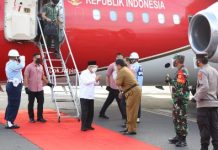 Kunjungan Wapres terkait peninjauan vaksinasi dan bendungan Way Sekampung, di Pringsewu.