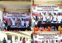 Ops Antik Krakatau 2021, Polres Lampung Utara Amankan 31 Tersangka Narkoba