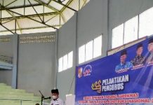 Bupati Lampung Utara Hi. Budi Utomo,memberikan sambutan Pelantikan Pengurus Aspeknas Lampung Utara