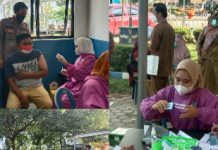 Lapak vaksinasi massal Covid-19 Polres Lampung Utara bersama Dinas Kesehatan Kabupaten Lampung Utara