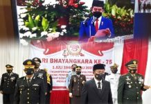 Hari Bhayangkara Ke 75, Polres Lampung Utara Gelar Upacara Virtual dan Syukuran