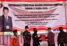 Mingrum Gumay; Sosialisasi Perda covid 19 di Kecamatan Kali Rejo Lampung Tengah