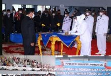 141 Kepala Desa (Kades) terpilih Hasil Pilkades Serentak di Lantik Oleh Bupati Lampung Utara H. Budi Utomo, S.E., M.M.,