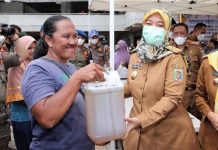 Wagub Chusnunia Lakukan Pelepasan Minyak Goreng Bersubsidi dan Buka Pasar Murah