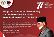 Mingrum Gumay : Petugas Pembacaan teks Proklamasi dalam Rangka Memperingati HUT RI ke 77