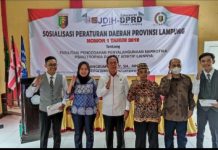Ketua DPRD Lampung Menggelar Sosperda No. 1 Tahun 2018 Pencegahan Penyalahgunaan Narkotika Psikotropika