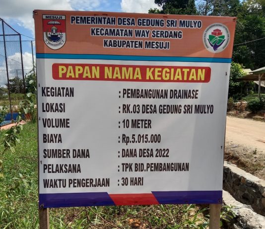 Desa Sri Mulyo Rampungkan Pembangunan Drainase