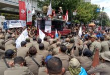 Anggot Sat Pol PP Lampung Utara Ikut Unjuk Rasa Tuntut Jadi PNS Hingga Ke Menpan RB