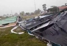 Tenda Persiapan Peringatan Resettlement 5 Desa Kecamatan Muara Sungkai Roboh