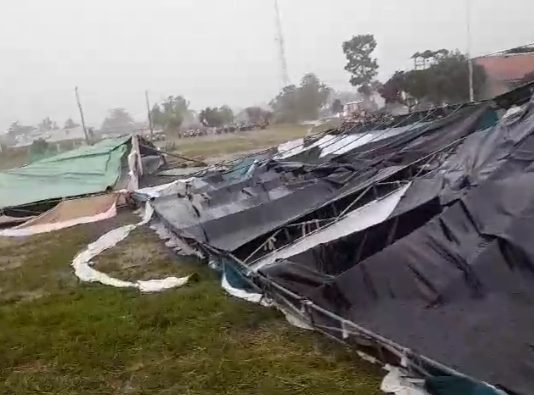 Tenda Persiapan Peringatan Resettlement 5 Desa Kecamatan Muara Sungkai Roboh