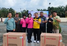 Peringati HUT Bhayangkara ke-78, Polres Mesuji Gelar Senam Bersama