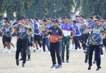 Pj. Gubernur dan Ketua Harian KONI Jajaran OPD, Melaksanakan Senam Bersama Atlet PON Lampung