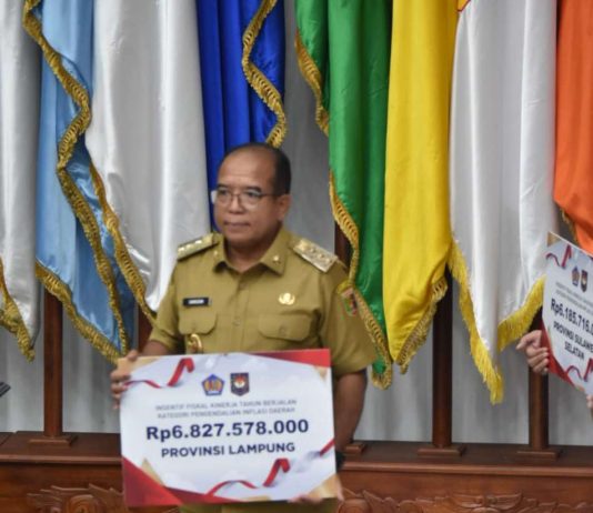 Pj Gubernur Lampung Terima Insentif Fiskal Pengendalian Inflasi Daerah