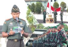 Dandim 0412/LU Letkol Inf Hery Eko Prabowo Bacakan Amanat Panglima TNI Jenderal TNI Agus Subiyanto di hadapan peserta Upacara 17 San.