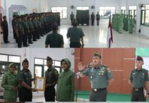 Dandim 0412/LU Letkol Inf Roni Faturohman lepas Personel Pindah Satuan Ke Brigif TP dan Yonif TP