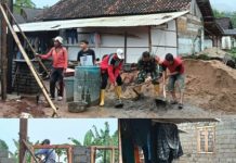 Sertu Jhonizar, Babinsa Koramil 412-08/Abung Timur bantu Pembangunan Rumah Warga di Abung Surakarta