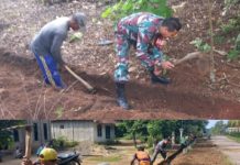 Kompak, Babinsa Bersama Warga Gotong Royong Membuat Parit