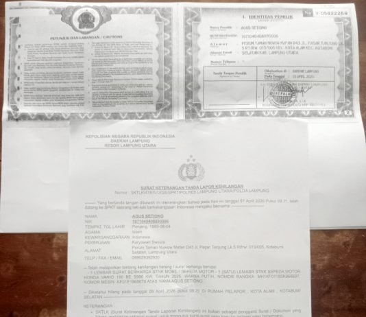 Berita Kehilangan STNK