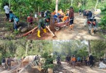 Koramil 412-10/TJr Laksanakan Penimbunan Tanah Jembatan Perintis Garuda
