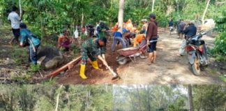 Koramil 412-10/TJr Laksanakan Penimbunan Tanah Jembatan Perintis Garuda