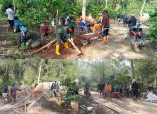 Koramil 412-10/TJr Laksanakan Penimbunan Tanah Jembatan Perintis Garuda