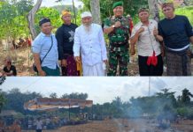 Wujud Toleransi, Babinsa Peltu Herman Suardi Dampingi Upacara Ngaben Massal di Desa Mekar Asri
