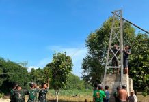 Jembatan Perintis Garuda Desa Pekurun Masuki Tahap Pemasangan Tiang Pylon