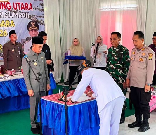 Danramil 412-06/SU Kapten Inf Usman Hadiri Pelantikan Kepala Desa Kota Negara Hasil PAW