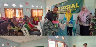 Sinergi Kodim 0412/LU dan Puskesmas Abung Semuli. Gelar Bakti Sosial Pengobatan Gratis Serta Pemberian Sembako