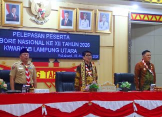 Bupati Lampung Utara Lepas Kontingen Jamnas XII 2026, Tegaskan Pramuka Sebagai Agen Perubahan Karakter Bangsa