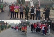 Langkah Sehat, Semangat Merah Putih : Babinsa Hadir Amankan Jalan Sehat di Desa Batu Raja