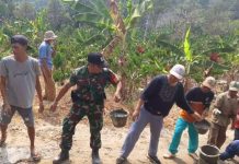 Gotong Royong Jadi Kekuatan, Babinsa dan Warga Kompak Bangun Jalan Ketahanan Pangan di Bukit Kemuning