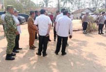 Kawal Pesta Demokrasi Desa, Pabung Tubaba Mendampingi Rombongan Forkopimda Tinjau Pilkati Tiyuh Karta Tanjung Selamet.